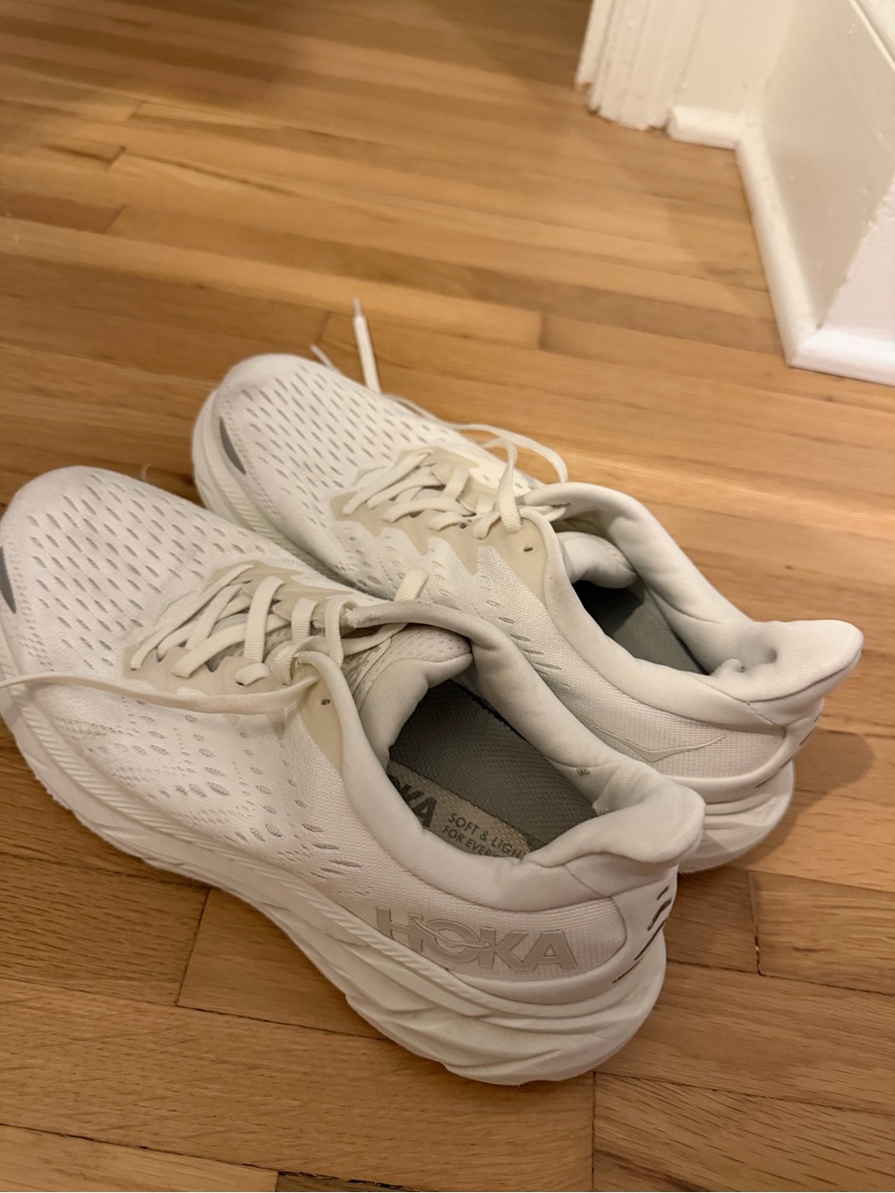 Hoka Women's Clifton 8 White Athletic Running Shoes